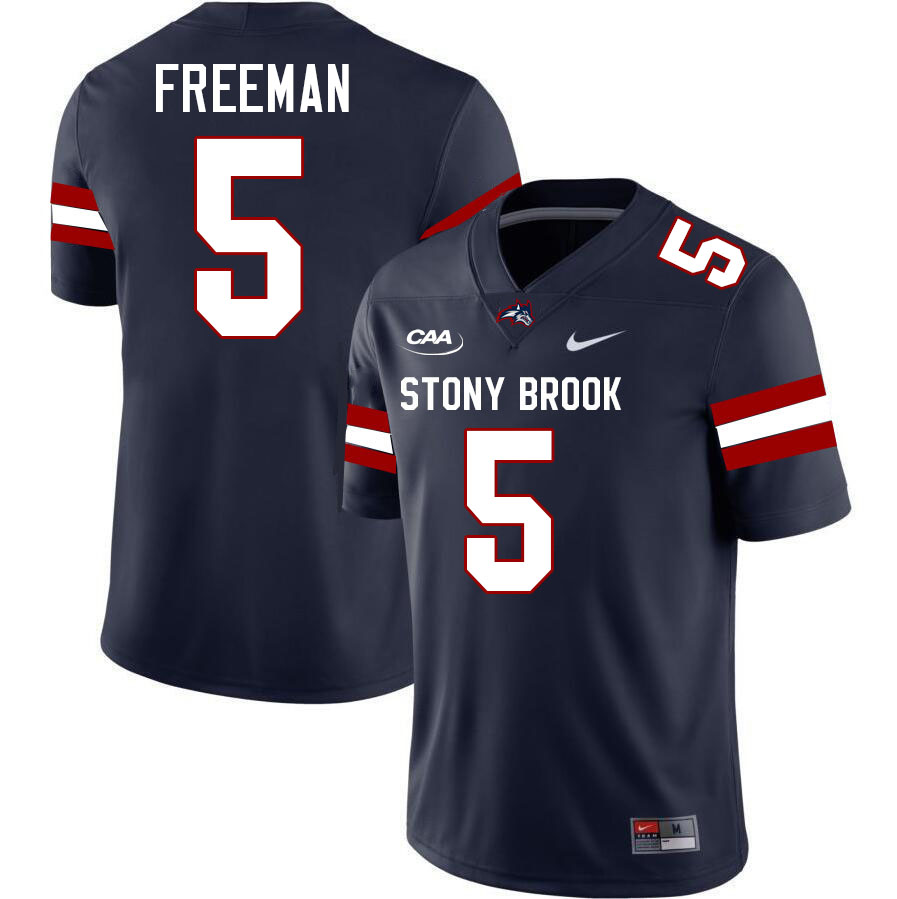 Stony Brook Seawolves #5 Jayce Freeman College Football Jerseys,Uniforms-Navy